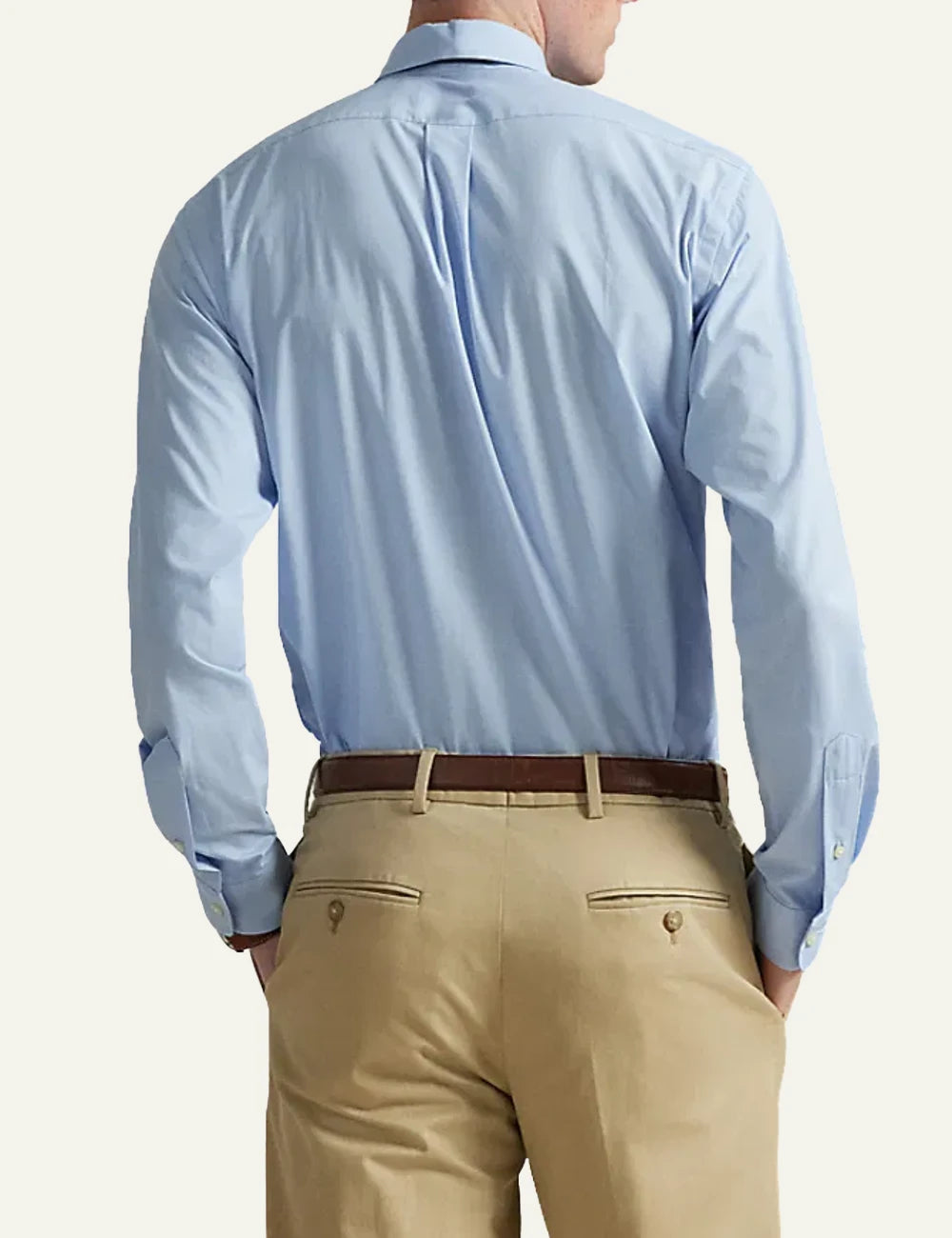 Polo Ralph Lauren button-down shirt in light blue with embroidered logo,back view