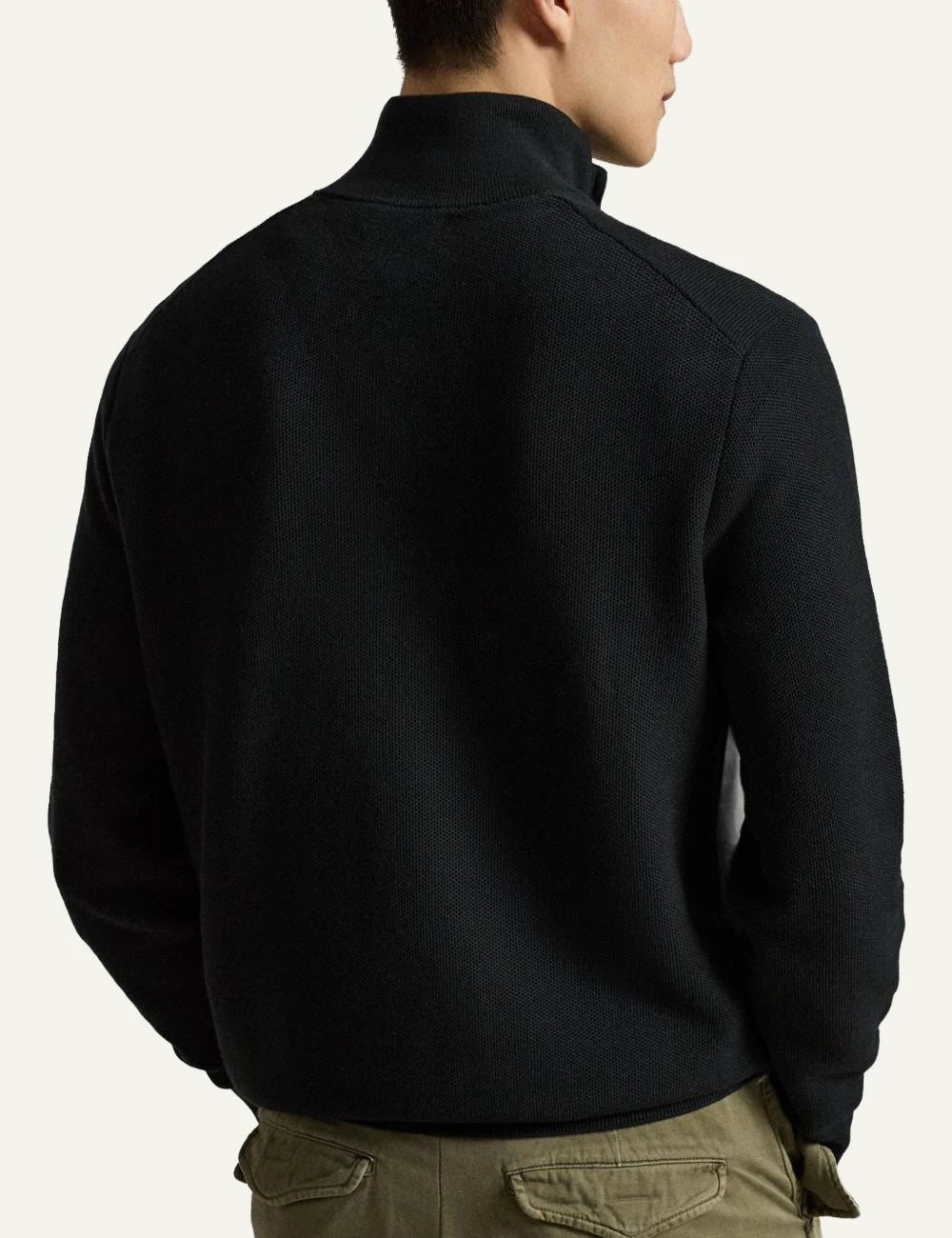 Polo Ralph Lauren black quarter zip cotton knit sweater back view