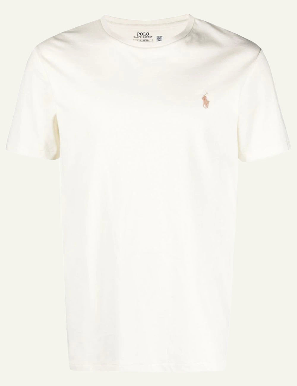 Polo Ralph Lauren cream T-shirt with small embroidered Big Pony logo front flat