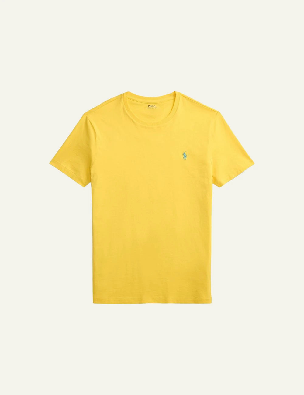 Polo Ralph Lauren custom slim fit t-shirt kitrino me kentimeno pony logo front flat view