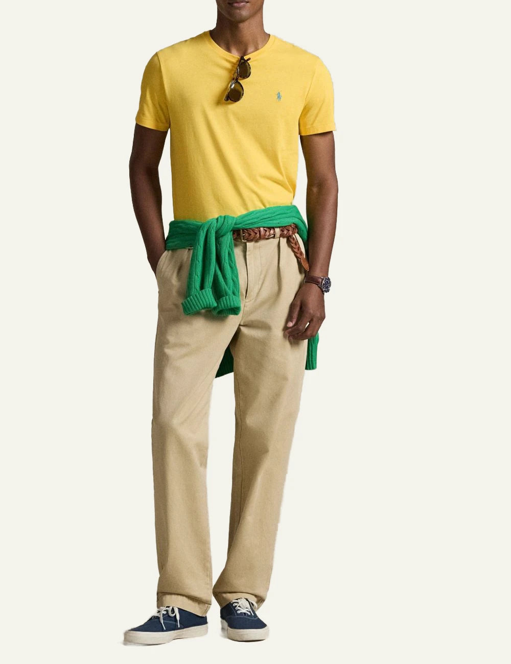 Polo Ralph Lauren custom slim fit t-shirt kitrino me kentimeno pony logo front fu viewl body