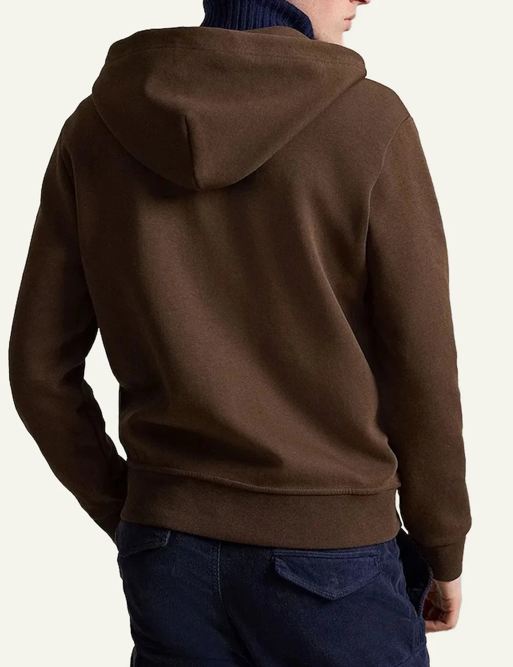 Polo Ralph Lauren brown double knit zip hoodie me white pony logo back