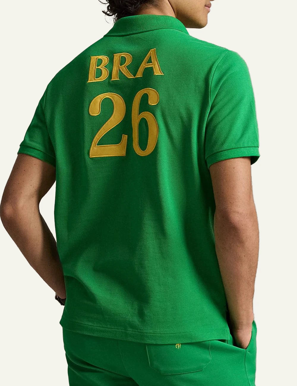 Polo Ralph Lauren green Brasil polo shirt with embroidered crest back view