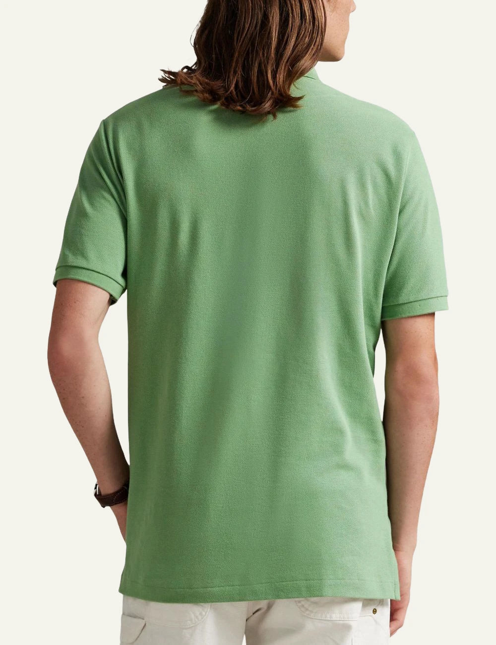 Polo Ralph Lauren green polo shirt with small embroidered Big Pony back model view