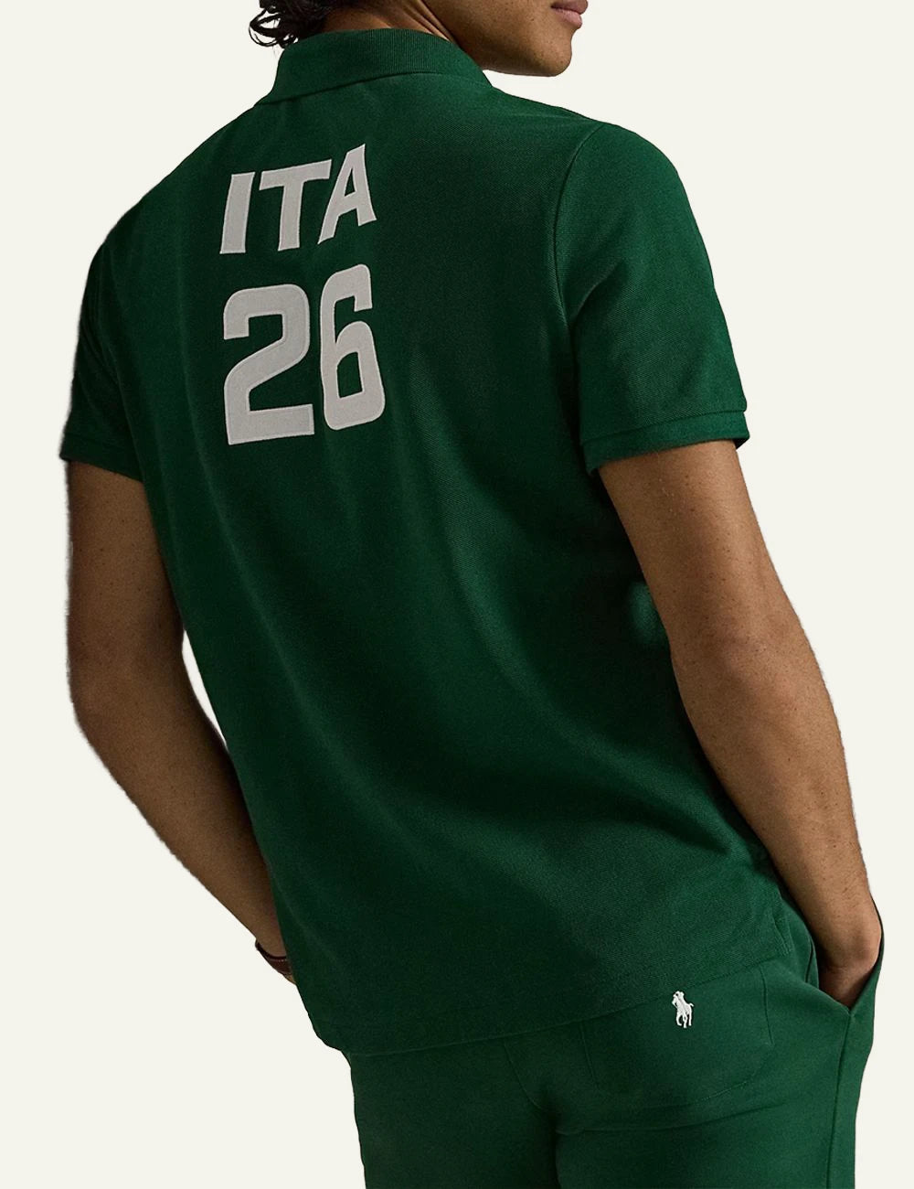 Polo Ralph Lauren green Italia polo shirt with crest and Big Pony back view