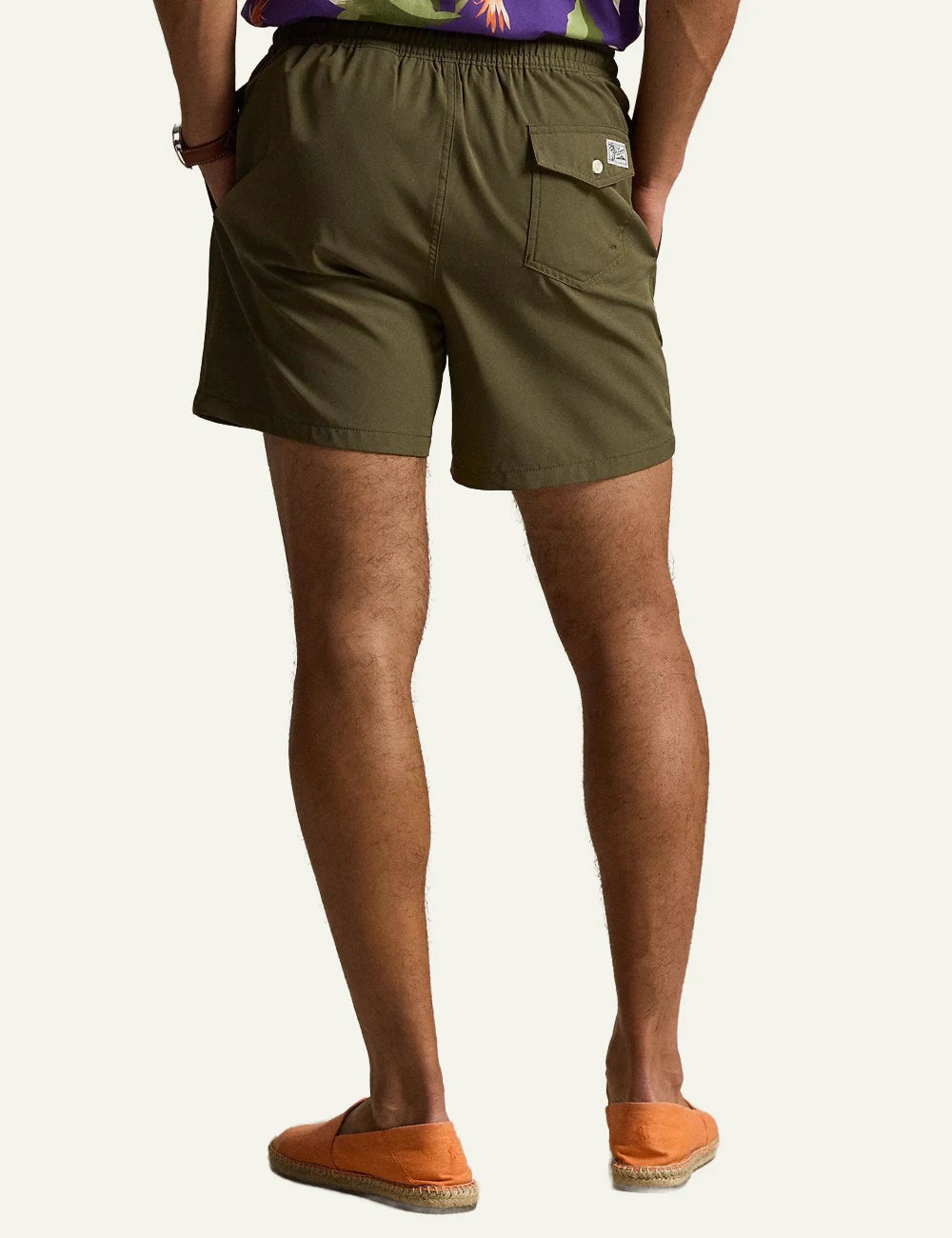 polo ralph lauren khaki swim shorts classic fit pony logo back view