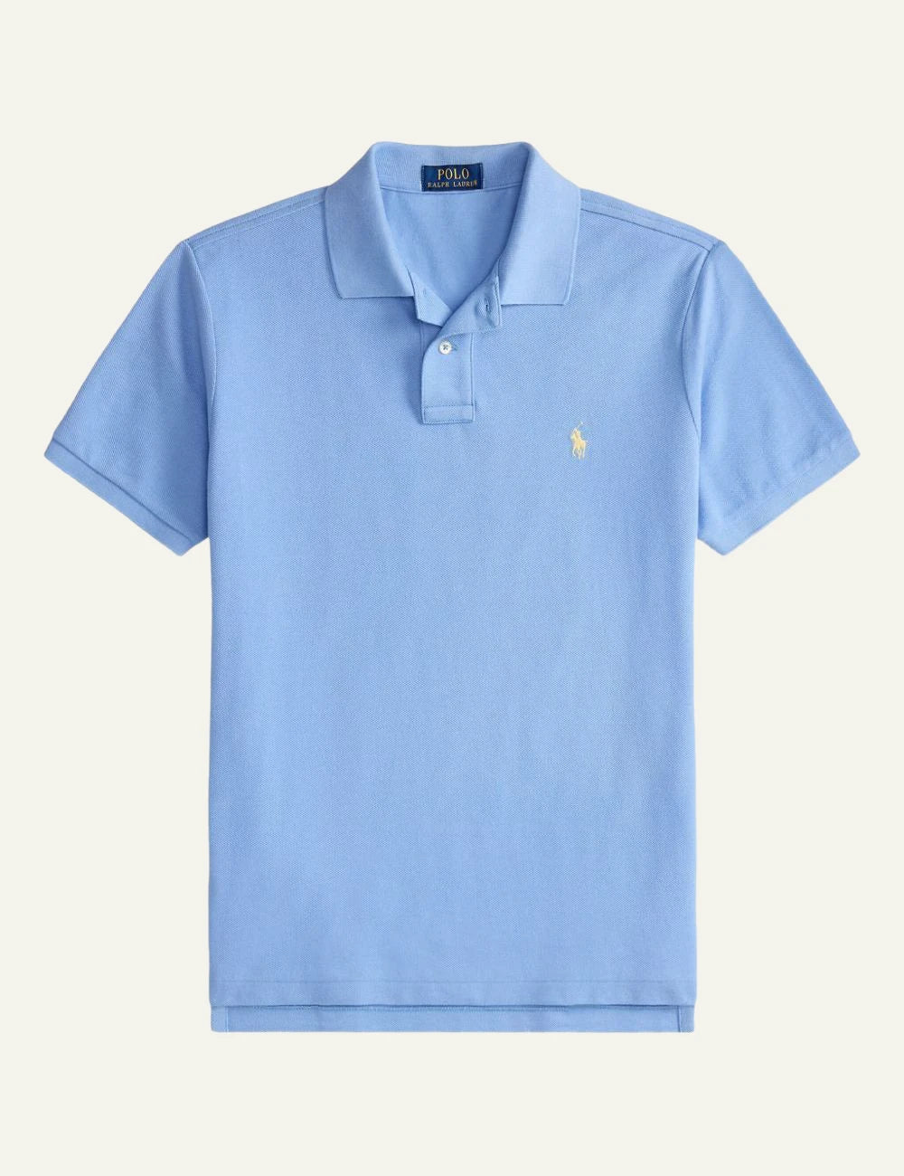 Polo Ralph Lauren light blue polo shirt with small embroidered Big Pony front flat view