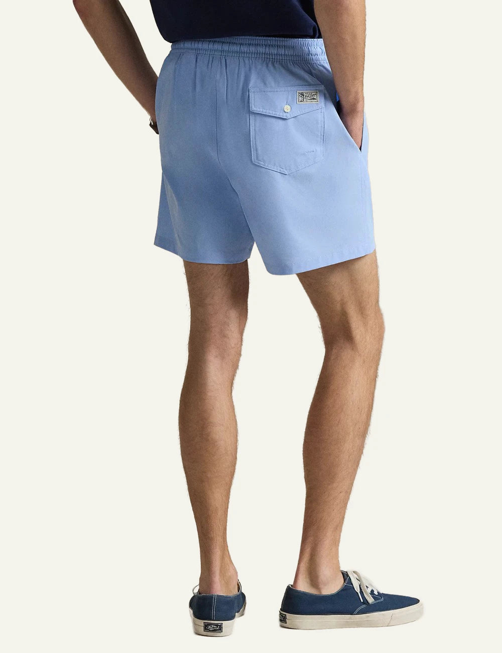 polo ralph lauren light blue swim shorts classic fit pony logo back view
