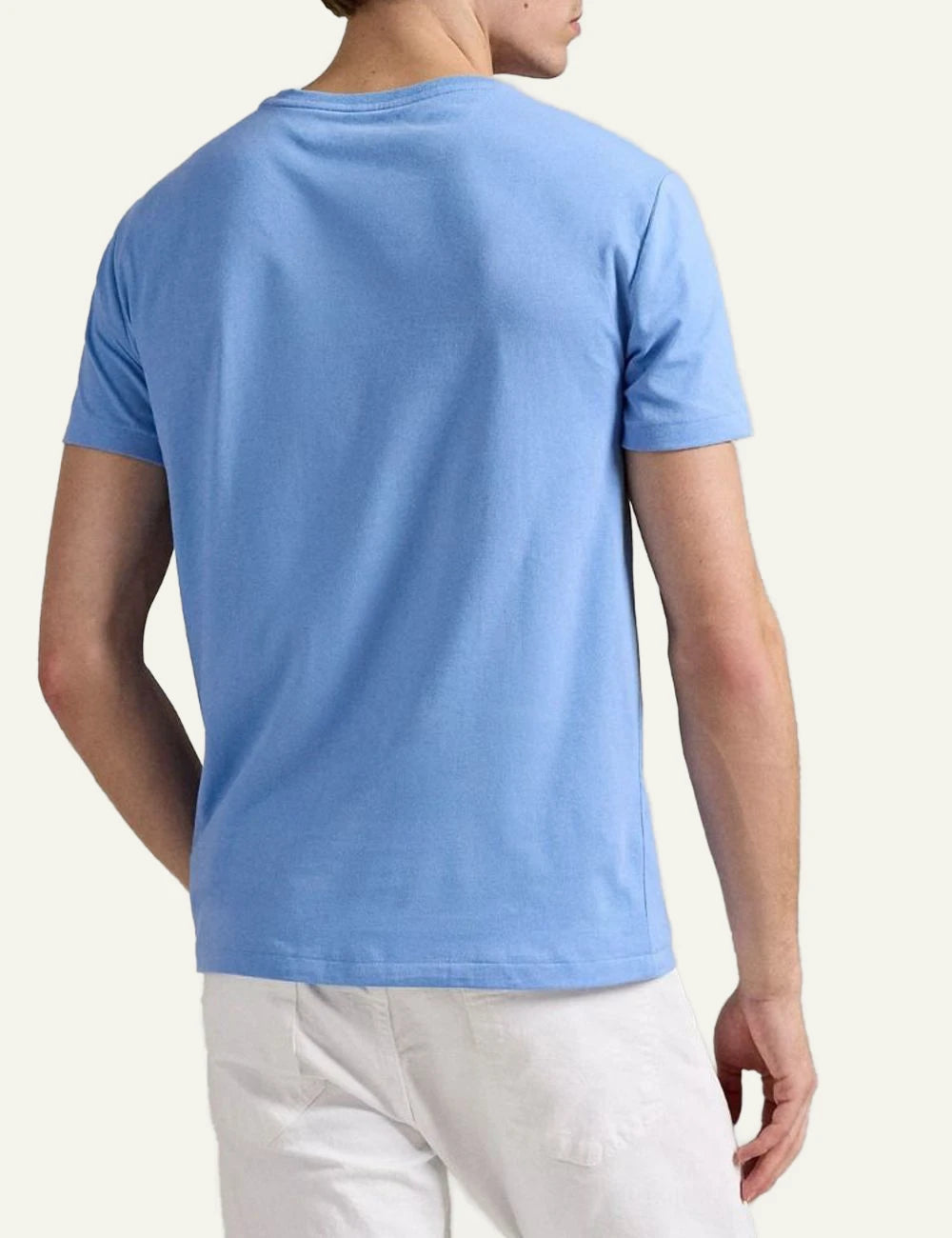 Polo Ralph Lauren light blue T-shirt with small yellow Big Pony back model view