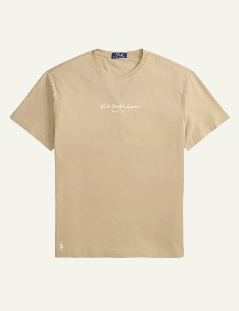 Men's Polo Ralph Lauren beige cotton T-shirt with embroidered New York logo