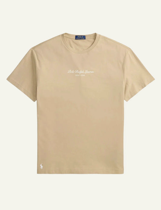 Men's Polo Ralph Lauren beige cotton T-shirt with embroidered New York logo