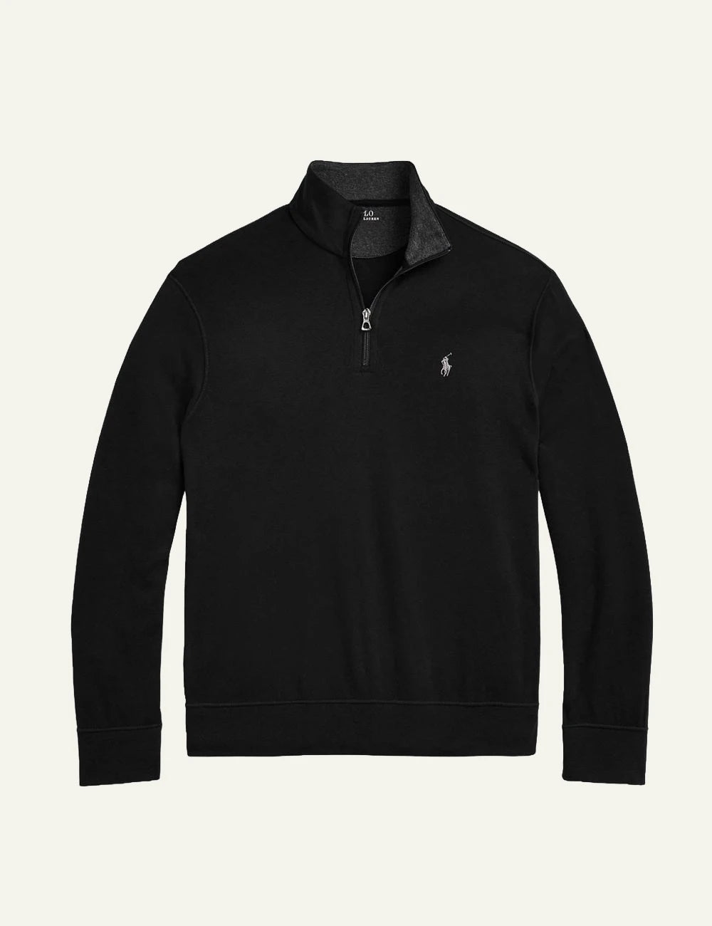 Men's Polo Ralph Lauren black half-zip sweatshirt with embroidered Pony logo