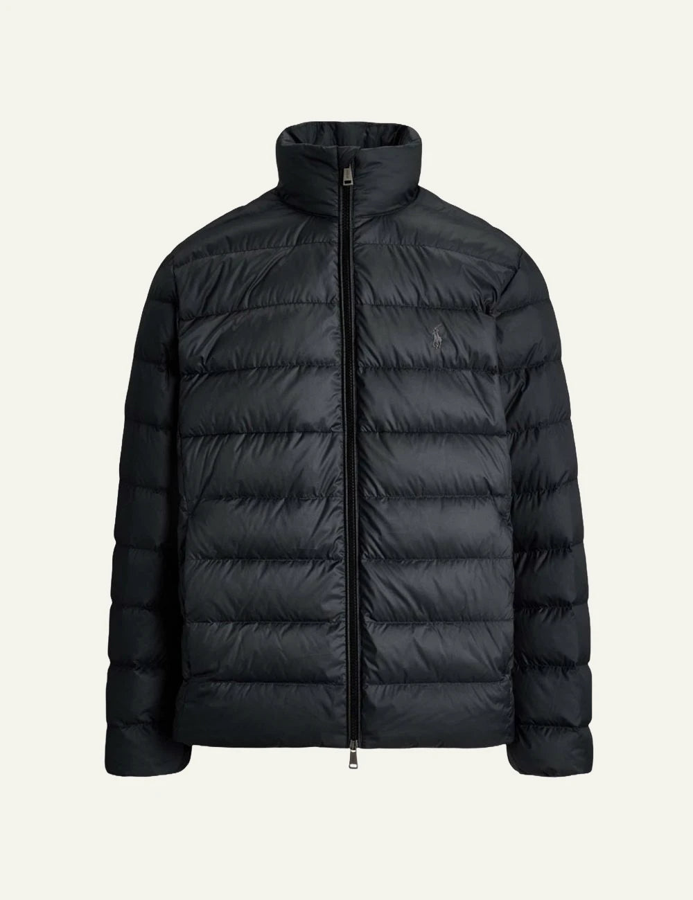 Men's Polo Ralph Lauren black quilted down jacket with embroidered Pony logo