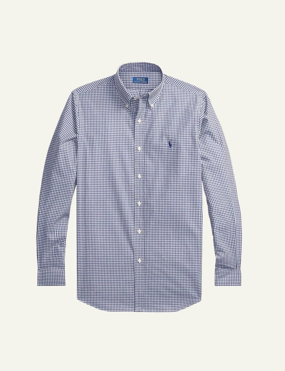 Men's Polo Ralph Lauren blue and white check shirt with embroidered Pony logo