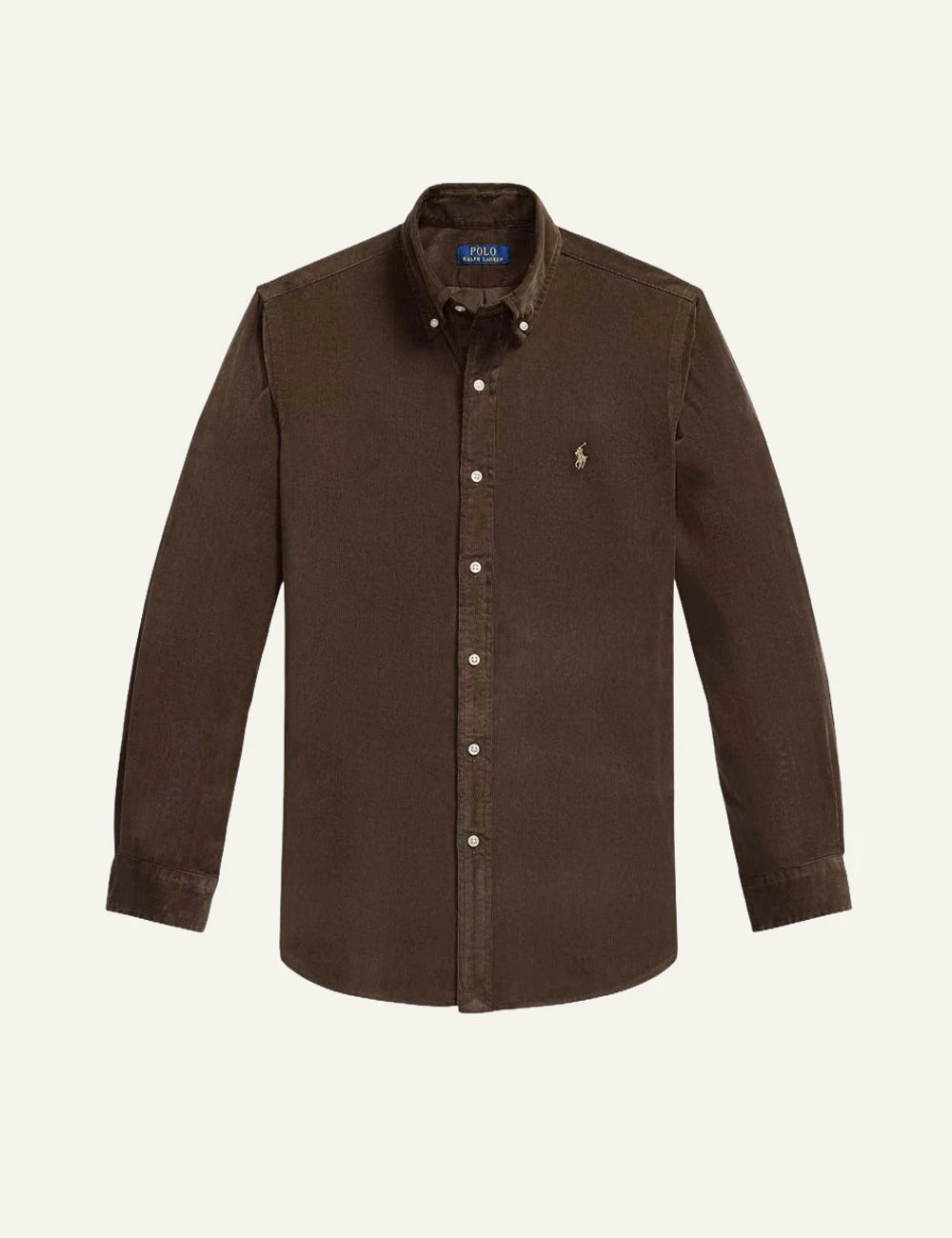 Men's Polo Ralph Lauren brown cotton corduroy shirt with embroidered Pony logo