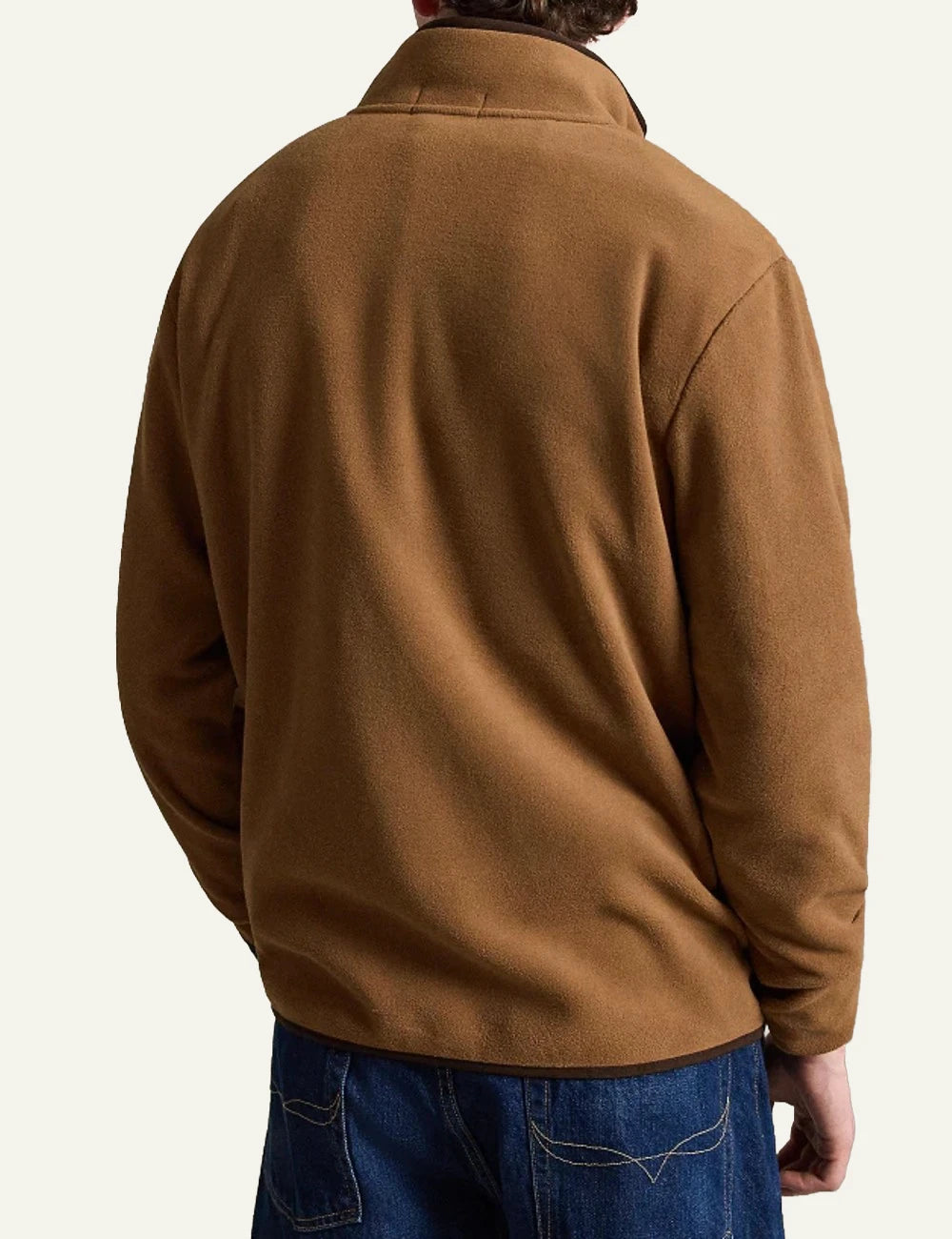 Men's Polo Ralph Lauren brown pullover sweatshirt with Polo Bear embroidery and snap collar back