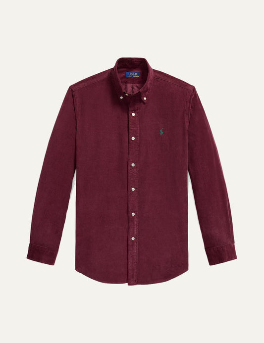 Polo Ralph Lauren men's burgundy cotton button-down shirt
