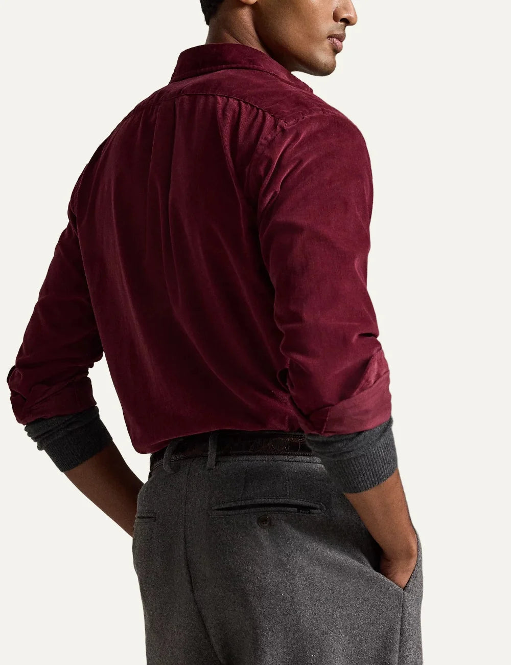 Polo Ralph Lauren men's burgundy cotton button-down shirt back