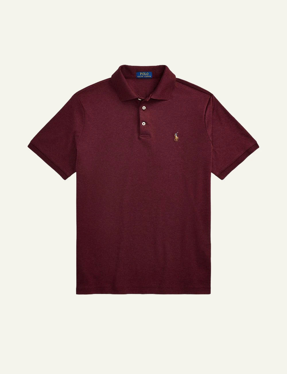 Men's Polo Ralph Lauren burgundy cotton polo shirt with multicoloured embroidered Pony logo