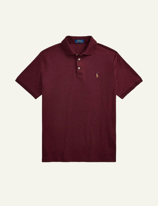 Men's Polo Ralph Lauren burgundy cotton polo shirt with multicoloured embroidered Pony logo