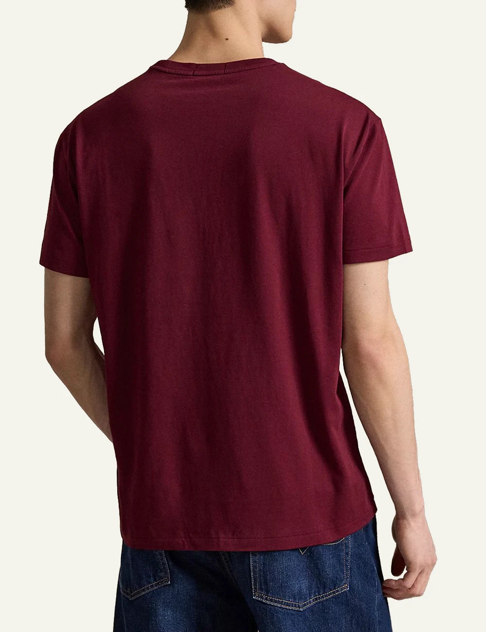 Men's Polo Ralph Lauren burgundy T-shirt with embroidered Polo logo and crest back
