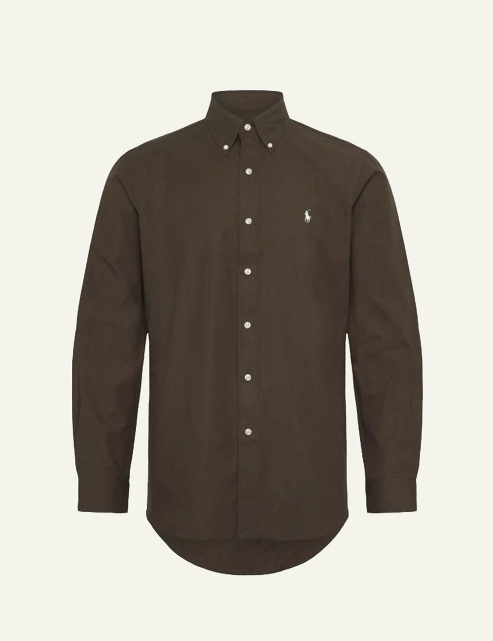 Men's Polo Ralph Lauren dark brown long sleeve shirt with embroidered Pony logo