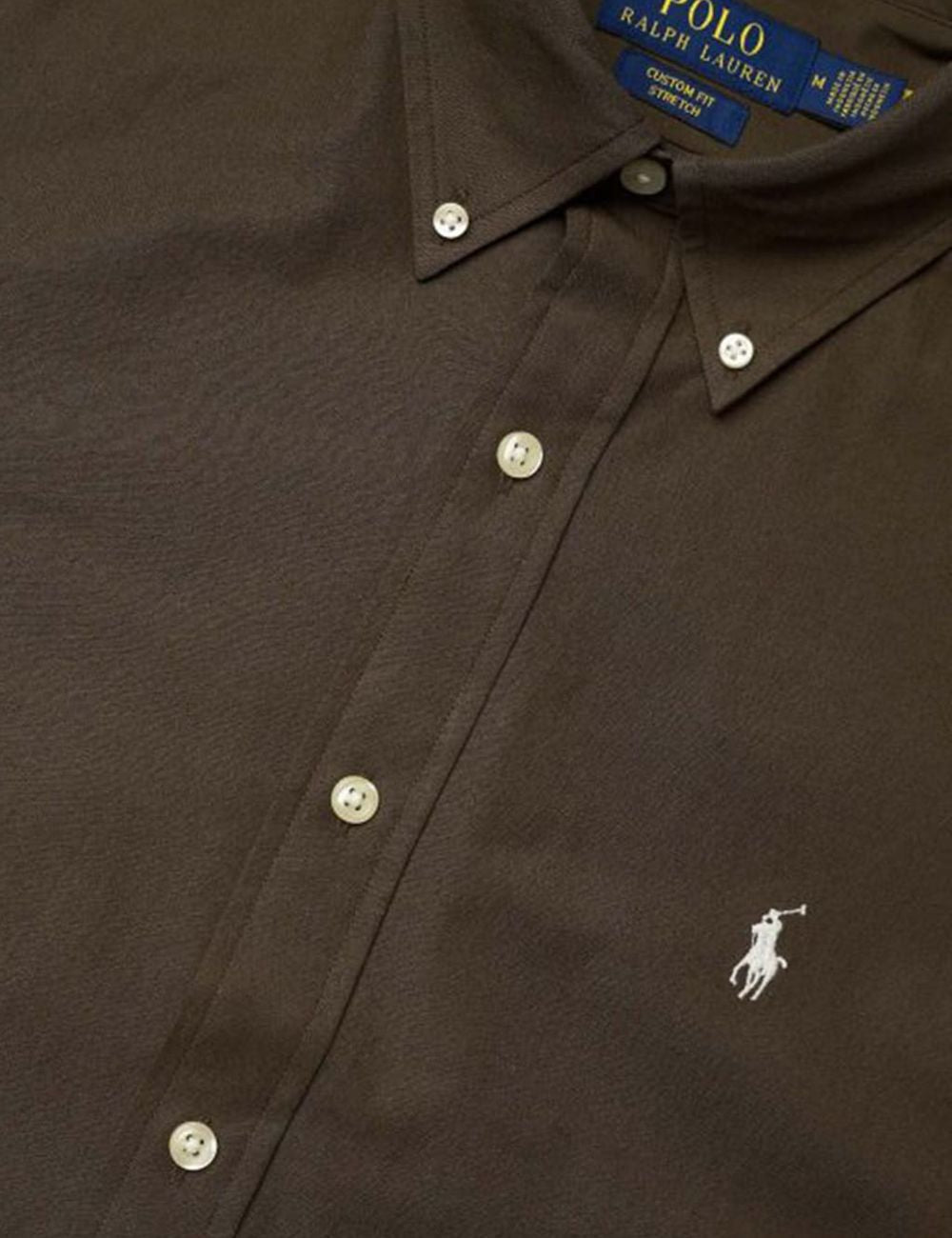 Men's Polo Ralph Lauren dark brown long sleeve shirt with embroidered Pony logo detail