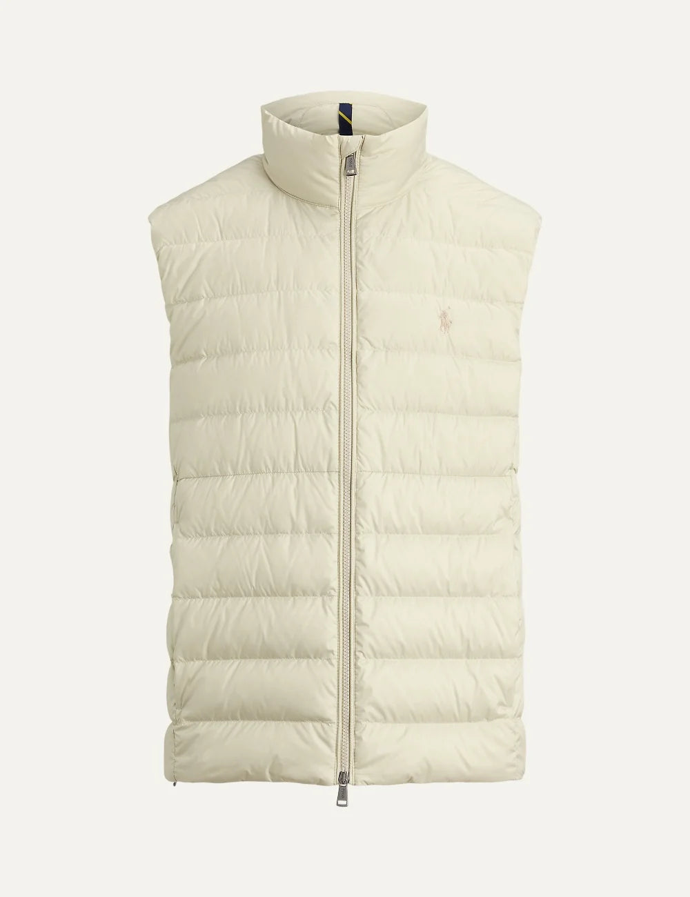 Polo Ralph Lauren men's ecru quilted down puffer vest with embroidered Pony logo