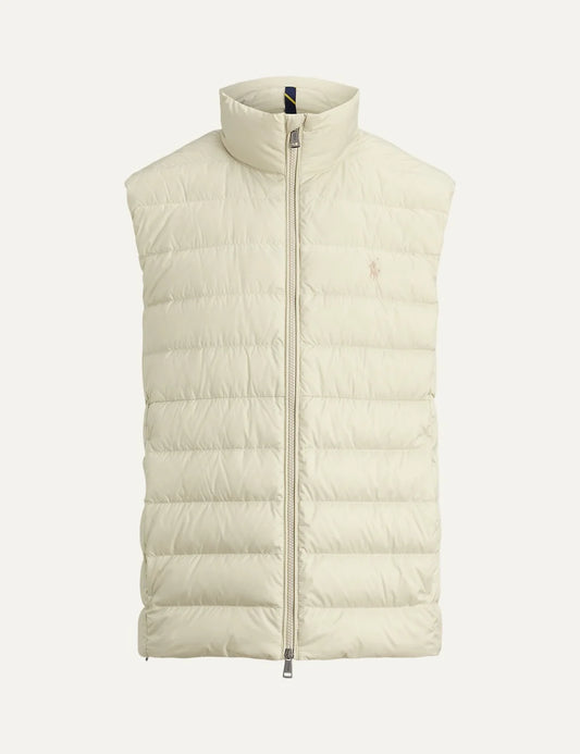 Polo Ralph Lauren men's ecru quilted down puffer vest with embroidered Pony logo