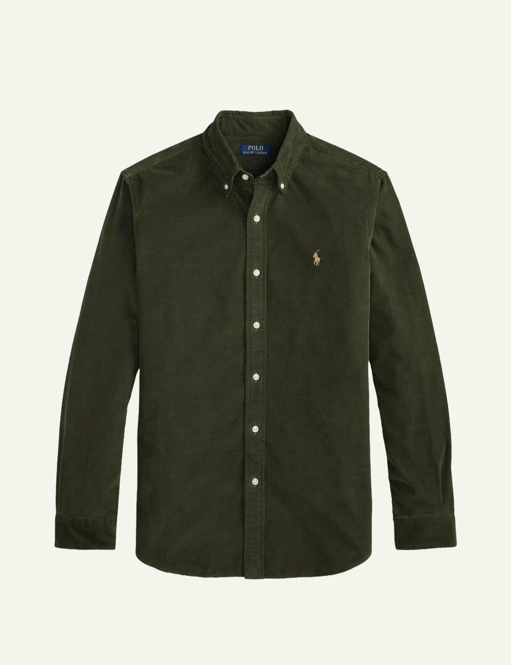 Men's Polo Ralph Lauren green cotton corduroy shirt with embroidered Pony logo