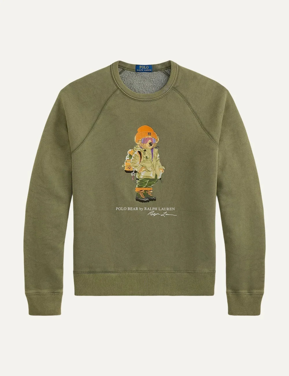 Polo Ralph Lauren men's khaki cotton blend sweatshirt with Polo Bear