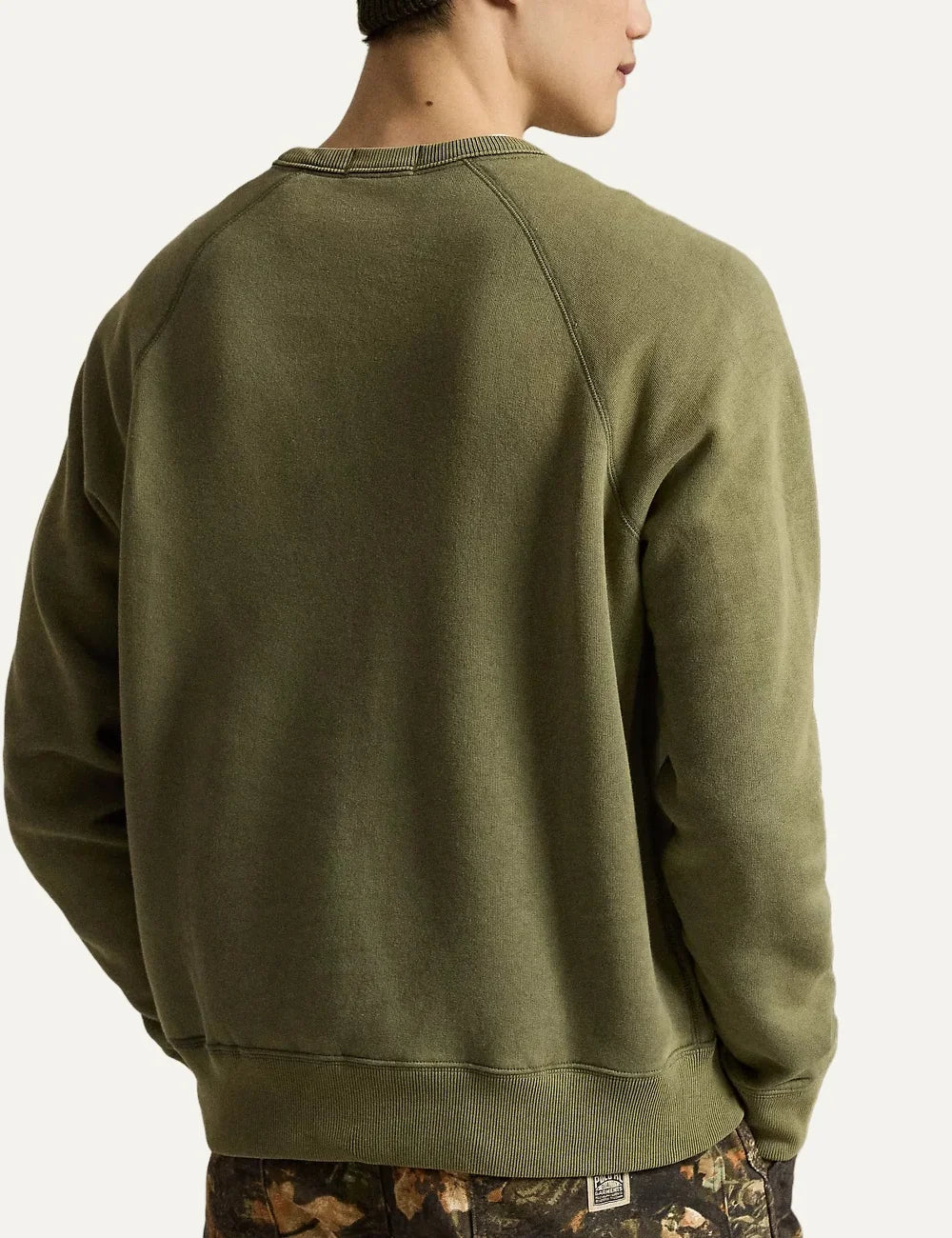 Polo Ralph Lauren men's khaki cotton blend sweatshirt with Polo Bear back