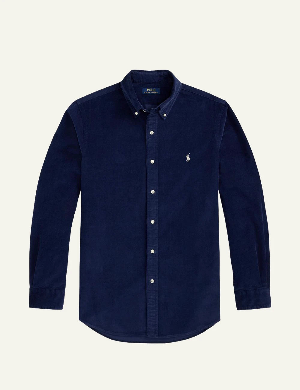 Men's Polo Ralph Lauren navy blue cotton corduroy shirt with embroidered Pony logo