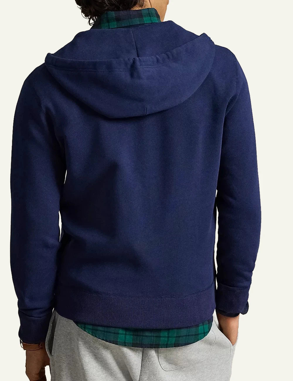 Men's Polo Ralph Lauren navy blue full-zip hoodie with Polo logo and embroidered Pony back