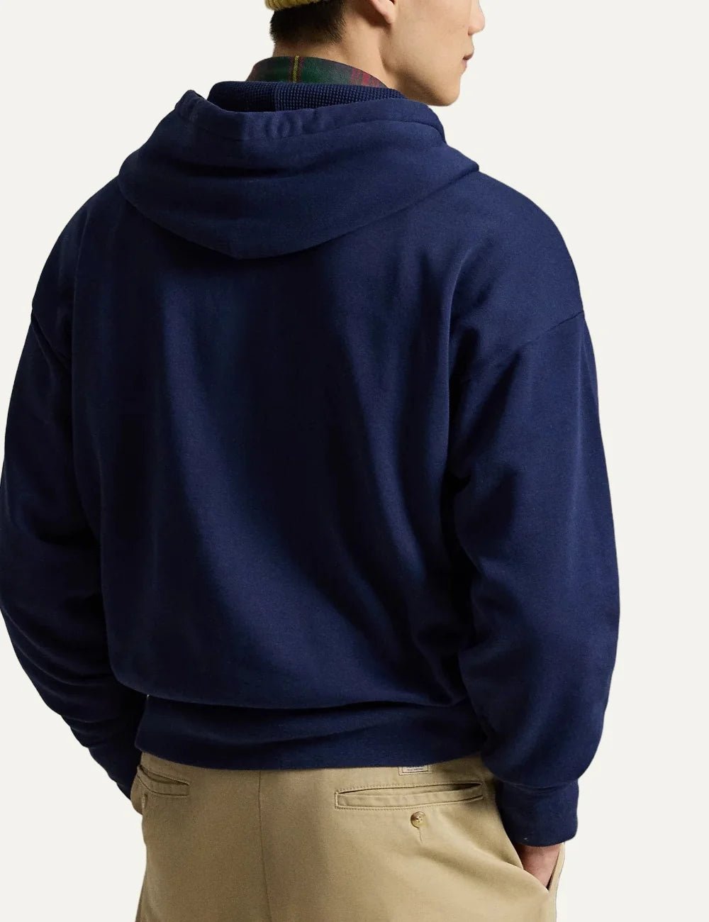  Polo Ralph Lauren men's navy cotton blend zip hoodie with embroidered Polo Bear back