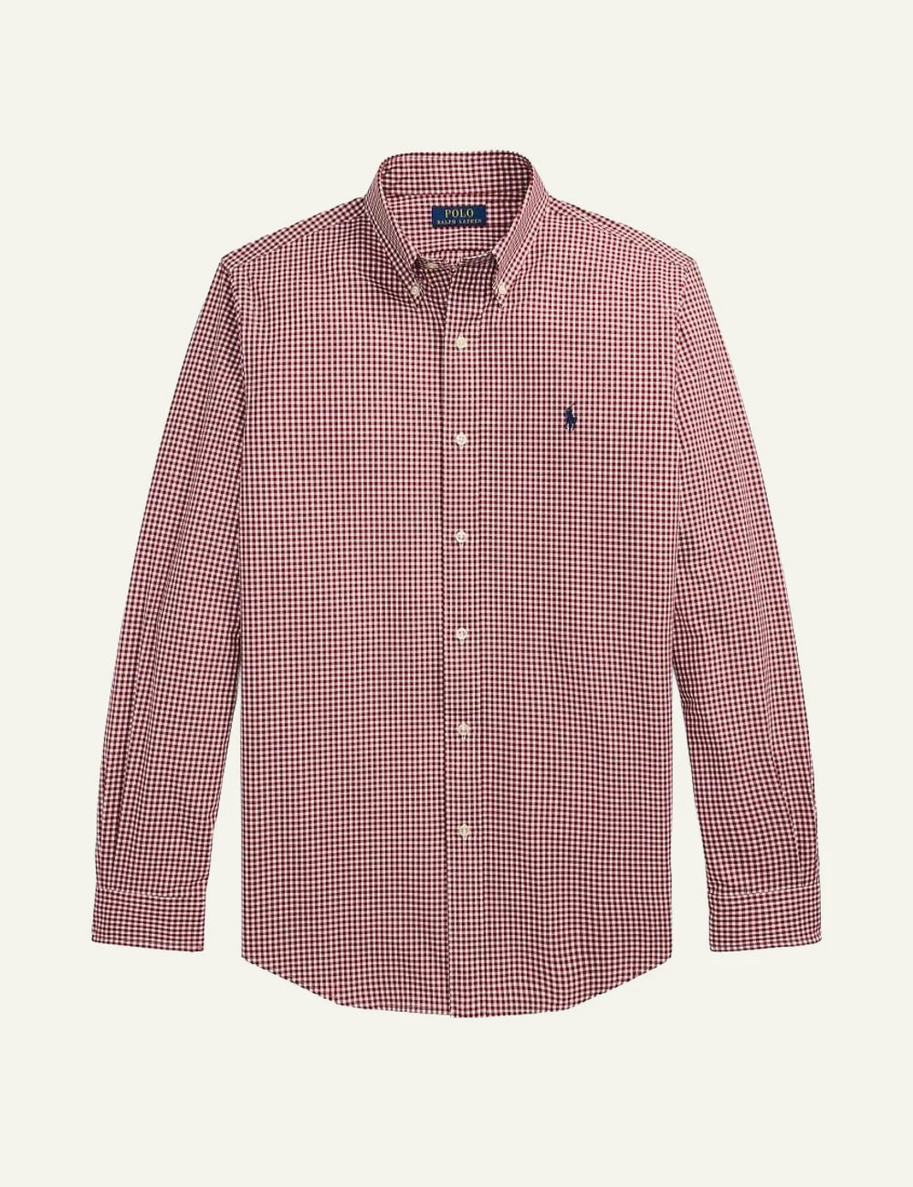 Men's Polo Ralph Lauren red and white gingham shirt with embroidered Pony logo