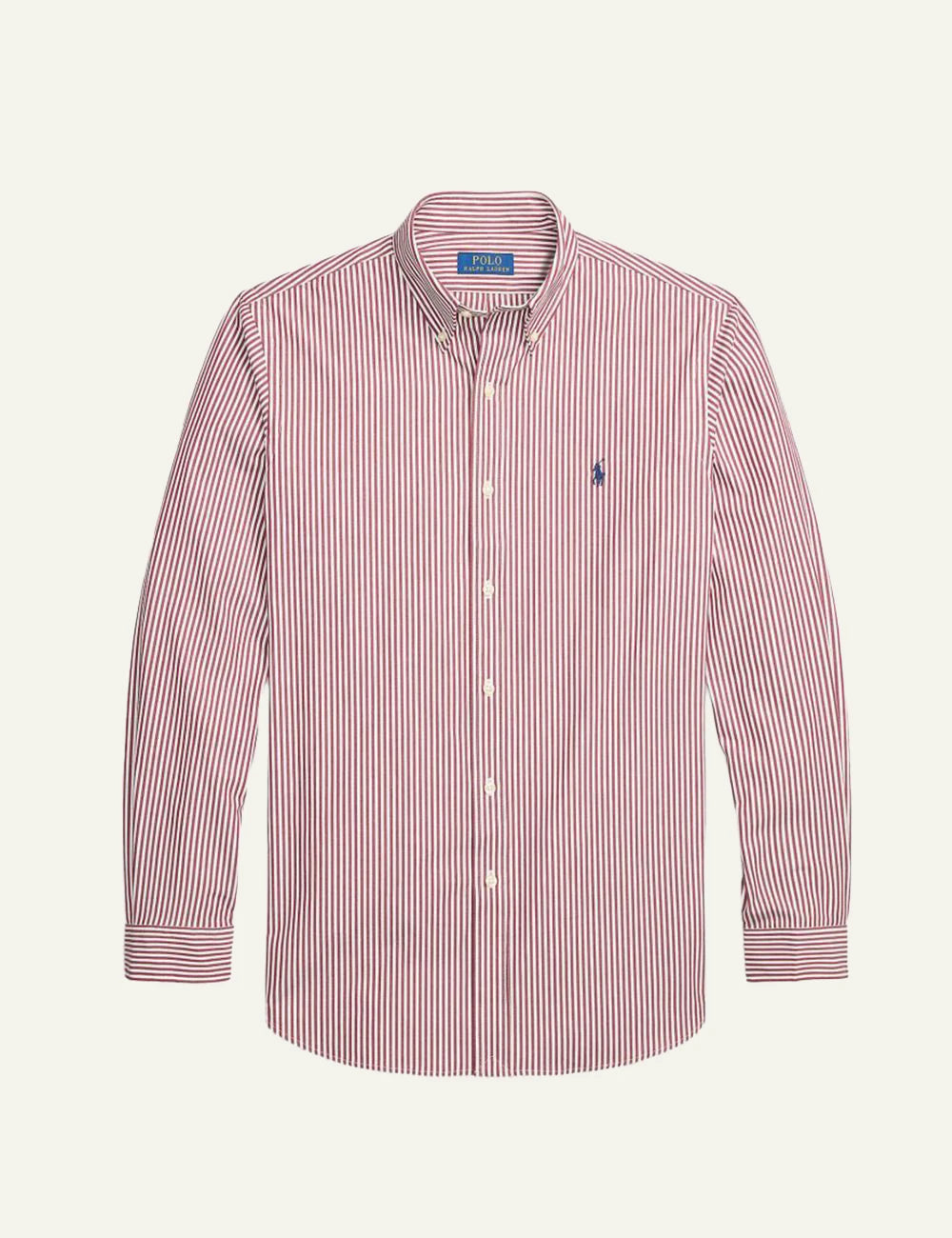 Men's Polo Ralph Lauren red and white striped shirt with embroidered Pony logo