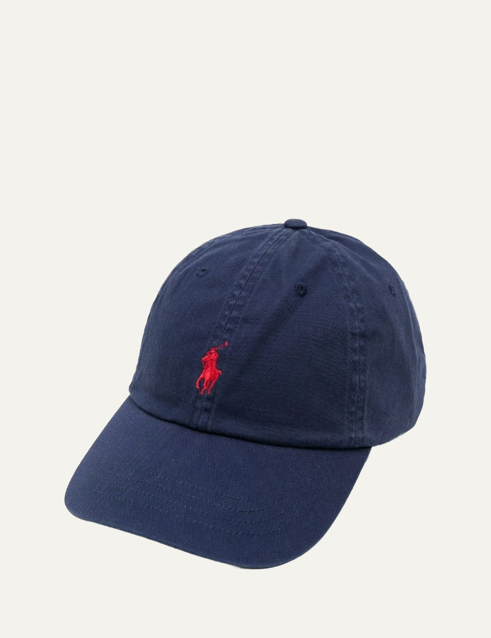 Polo Ralph Lauren navy cap with red Big Pony logo front flat view