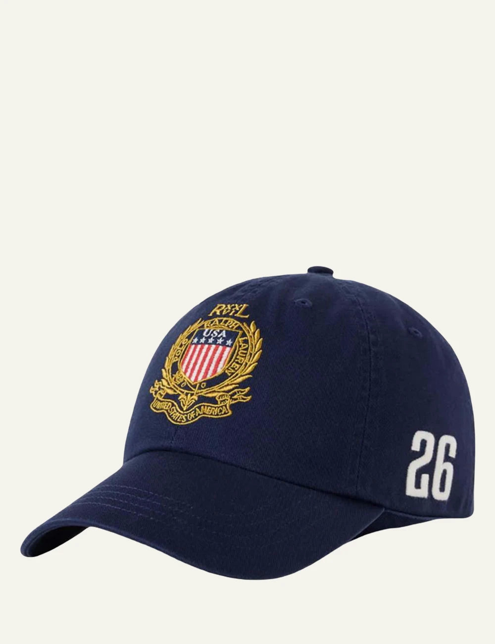 Polo Ralph Lauren navy cap with embroidered crest logo detail