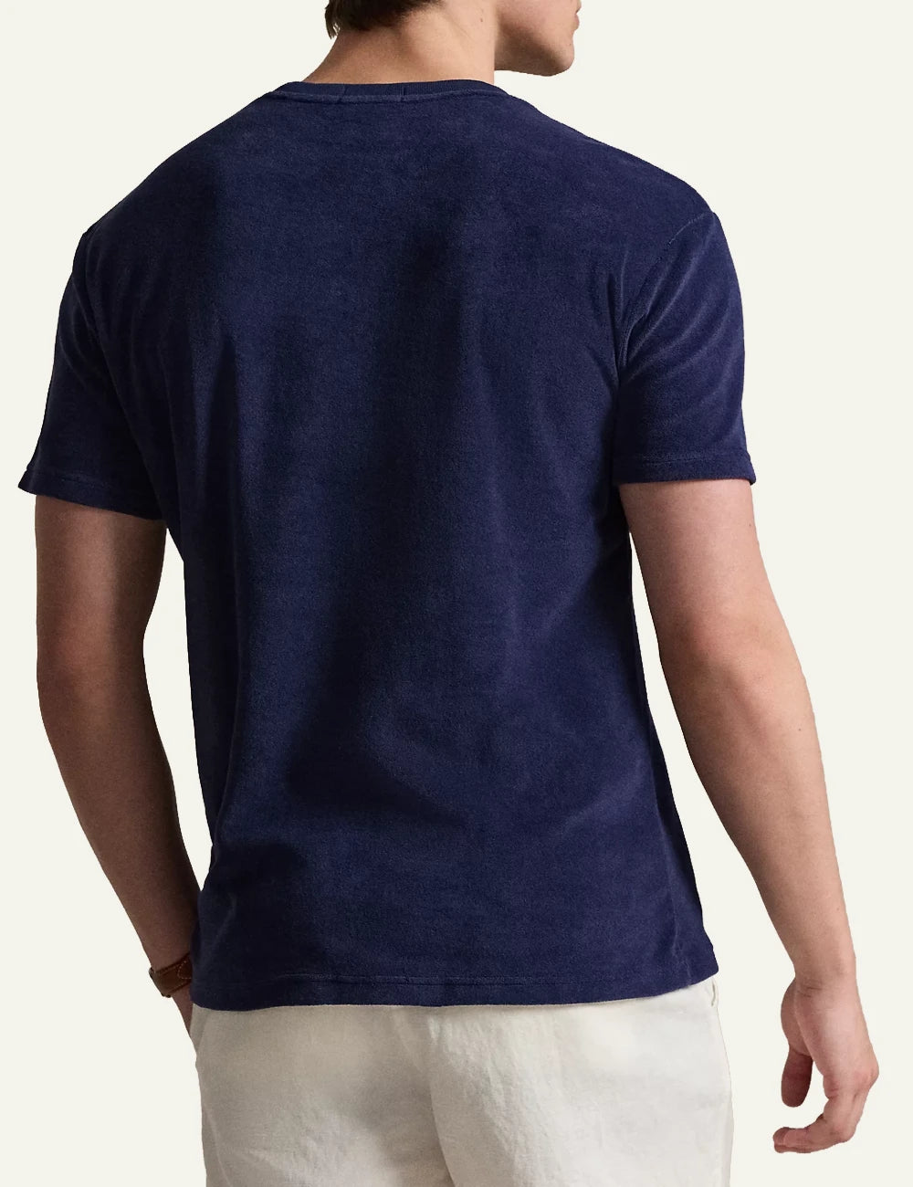 polo ralph lauren navy terry t-shirt pony logo cotton blend classic fit back view