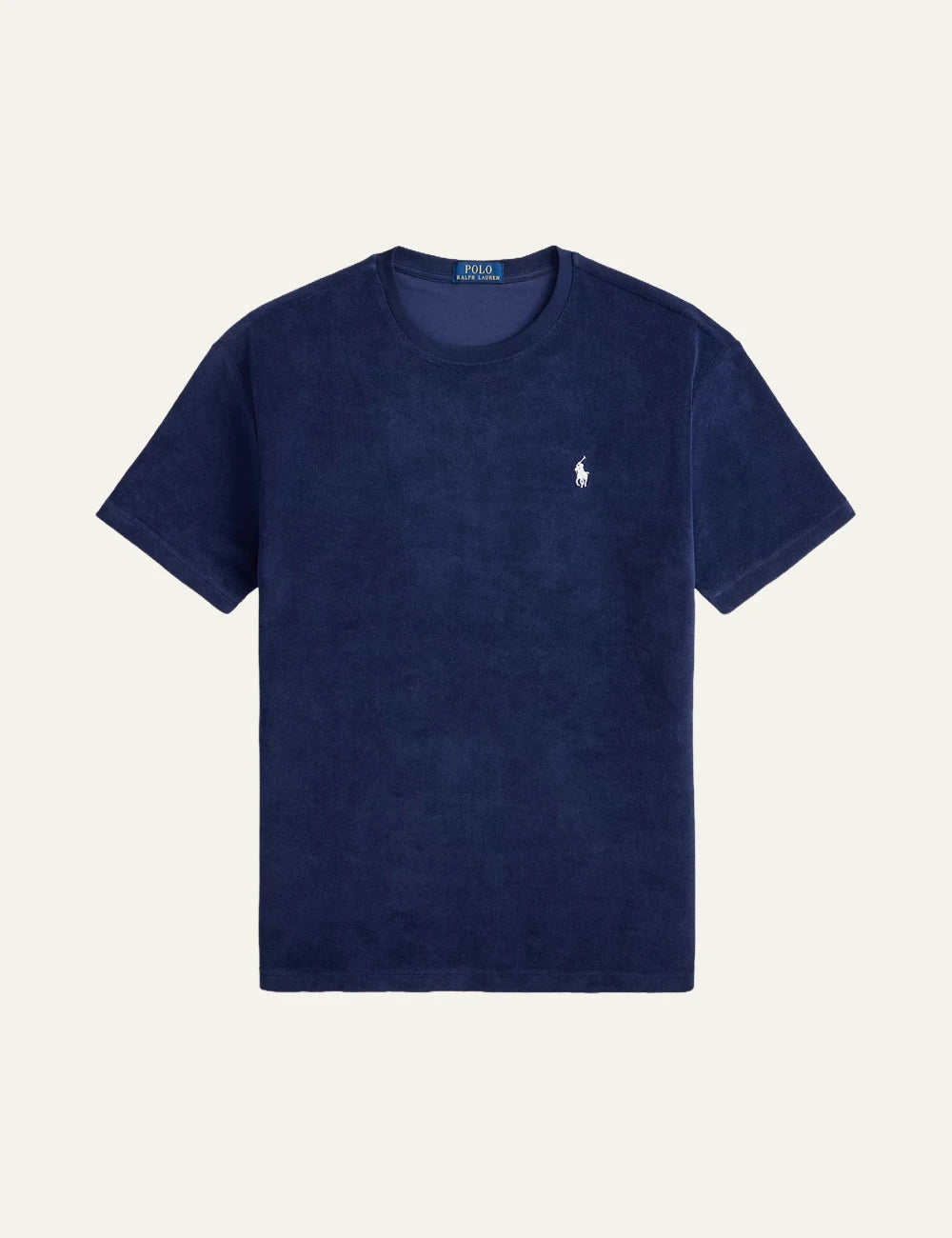 polo ralph lauren navy terry t-shirt pony logo cotton blend classic fit front view