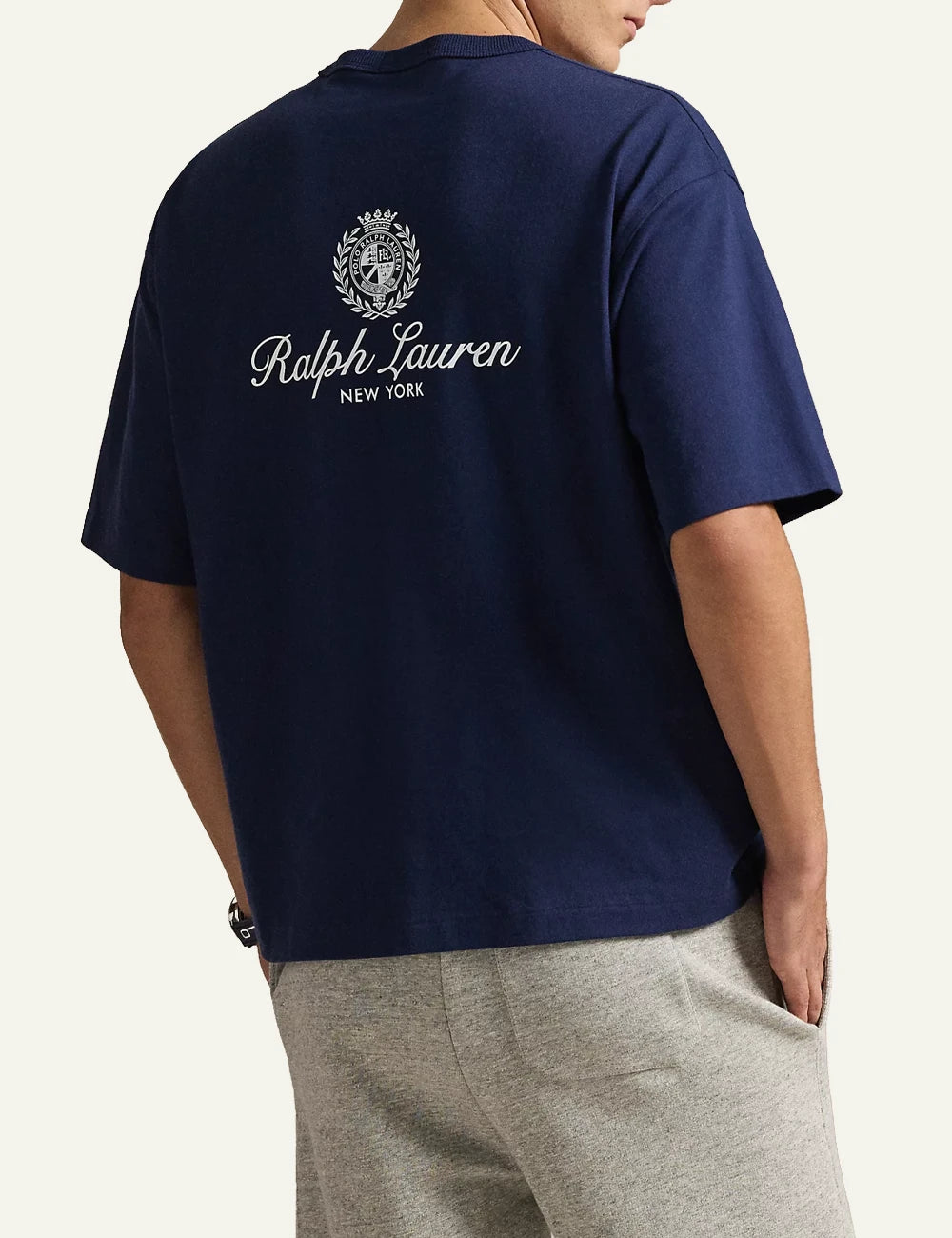 polo ralph lauren navy t-shirt crest logo cotton slim fit back view