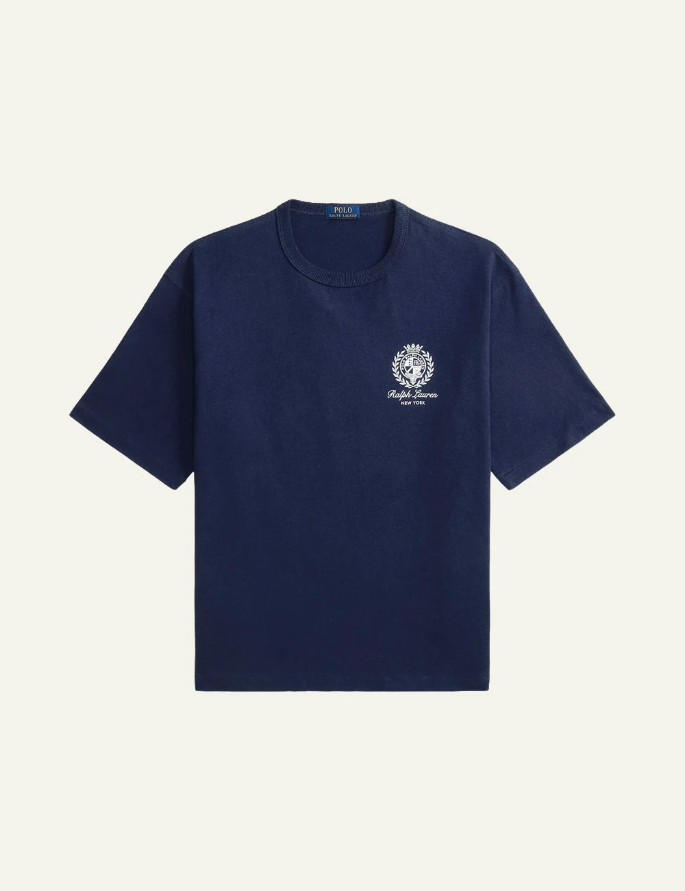 polo ralph lauren navy t-shirt crest logo cotton slim fit front view