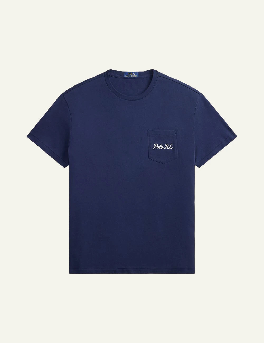 polo ralph lauren navy t-shirt pocket polo rl logo cotton slim fit front view