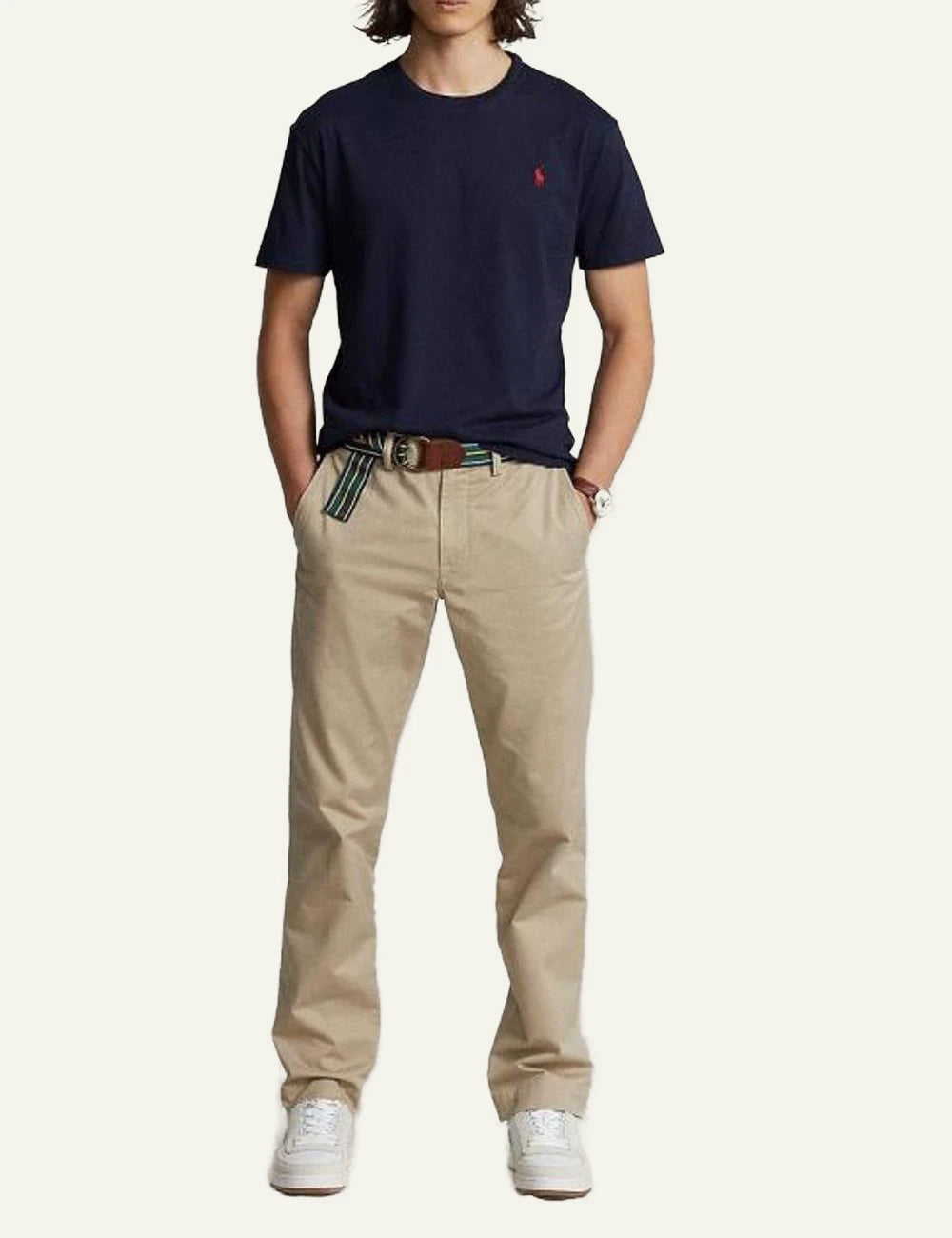 Polo Ralph Lauren navy T-shirt me red pony logo front full body view