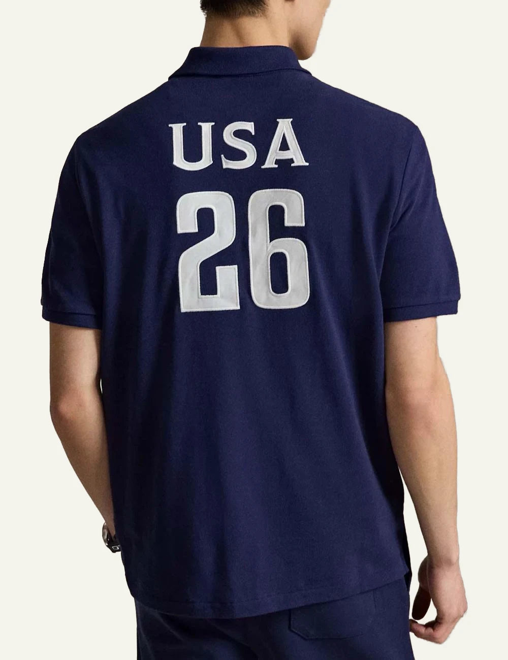 Polo Ralph Lauren navy USA polo shirt with Big Pony embroidery back view