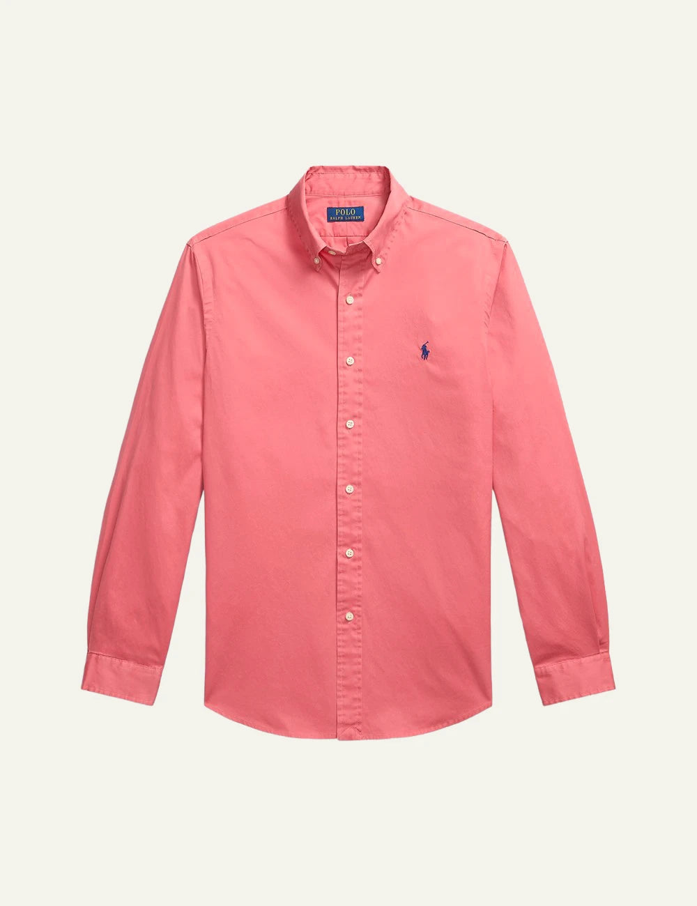 polo ralph lauren pink cotton shirt custom fit pony logo front view