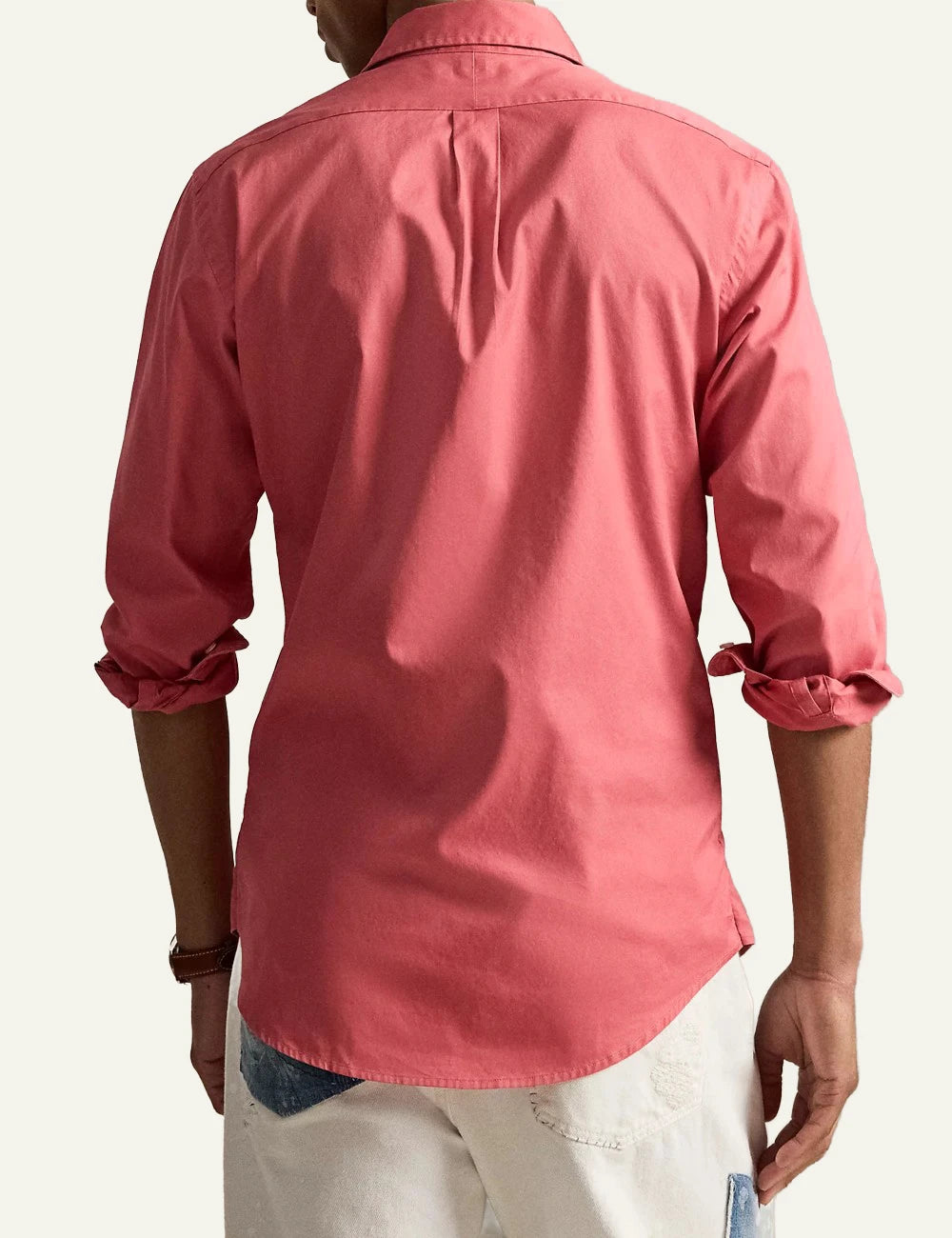 polo ralph lauren pink cotton shirt custom fit pony logo back view