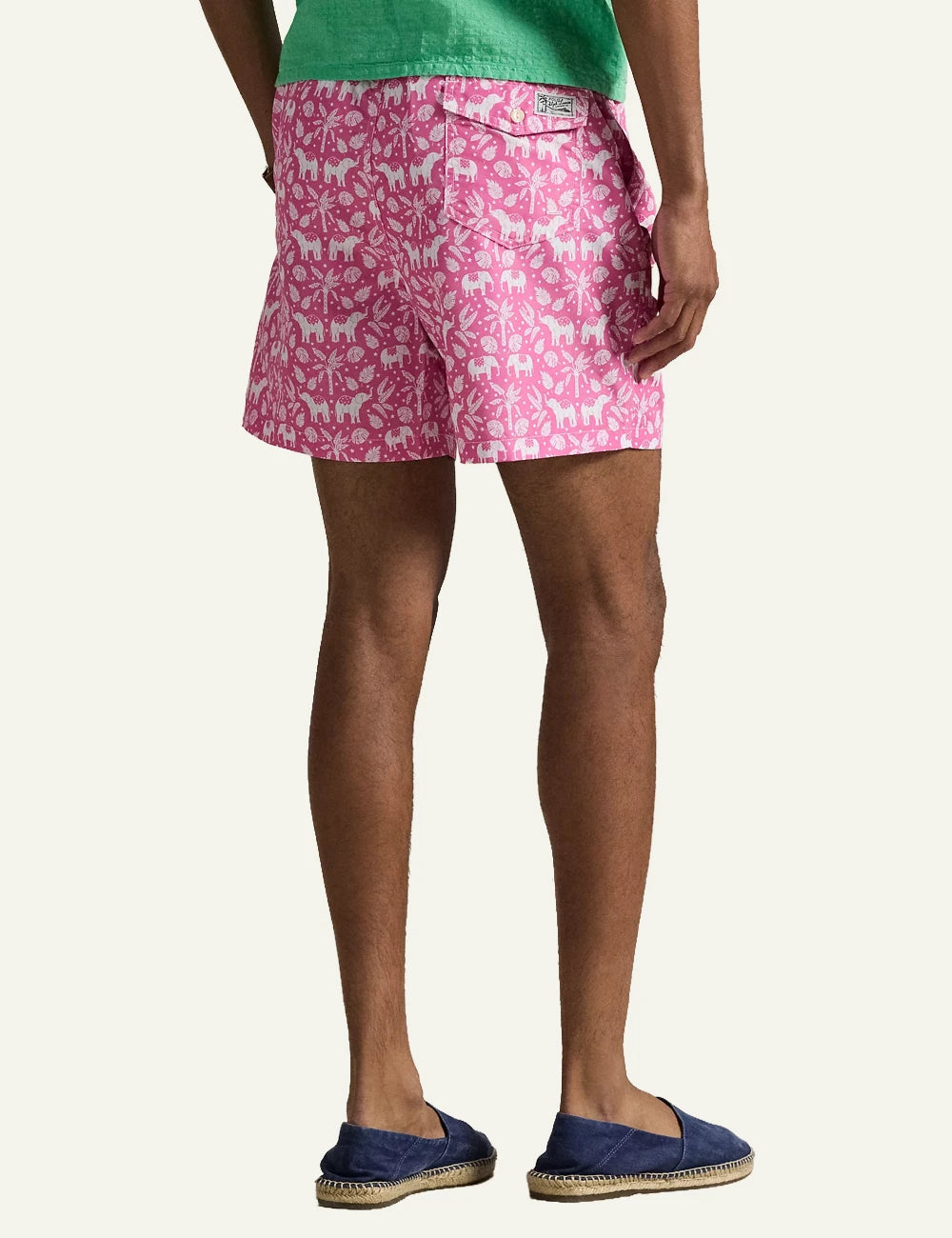 polo ralph lauren pink swim shorts elephant tropical print classic fit back view