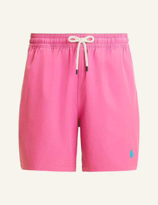 polo ralph lauren pink swim shorts classic fit pony logo front view